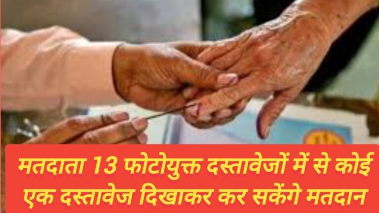 मतदाता 13 फोटोयुक्त दस्तावेजों में से कोई एक दस्तावेज दिखाकर कर सकेंगे मतदान