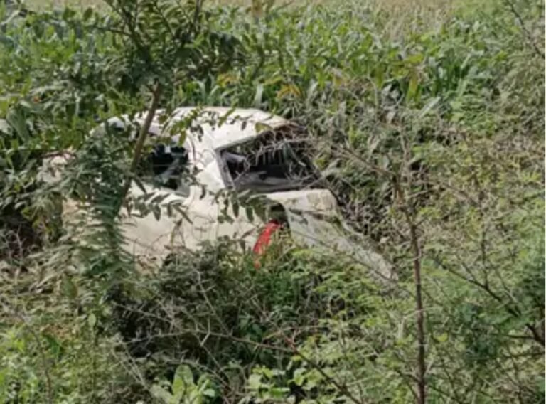 वृंदावन से दर्शन कर लौट रहे श्रद्धालु की कार के टायर फटने से कार पलटी,दो गंभीर घायल,बदरवास थाने का मामला